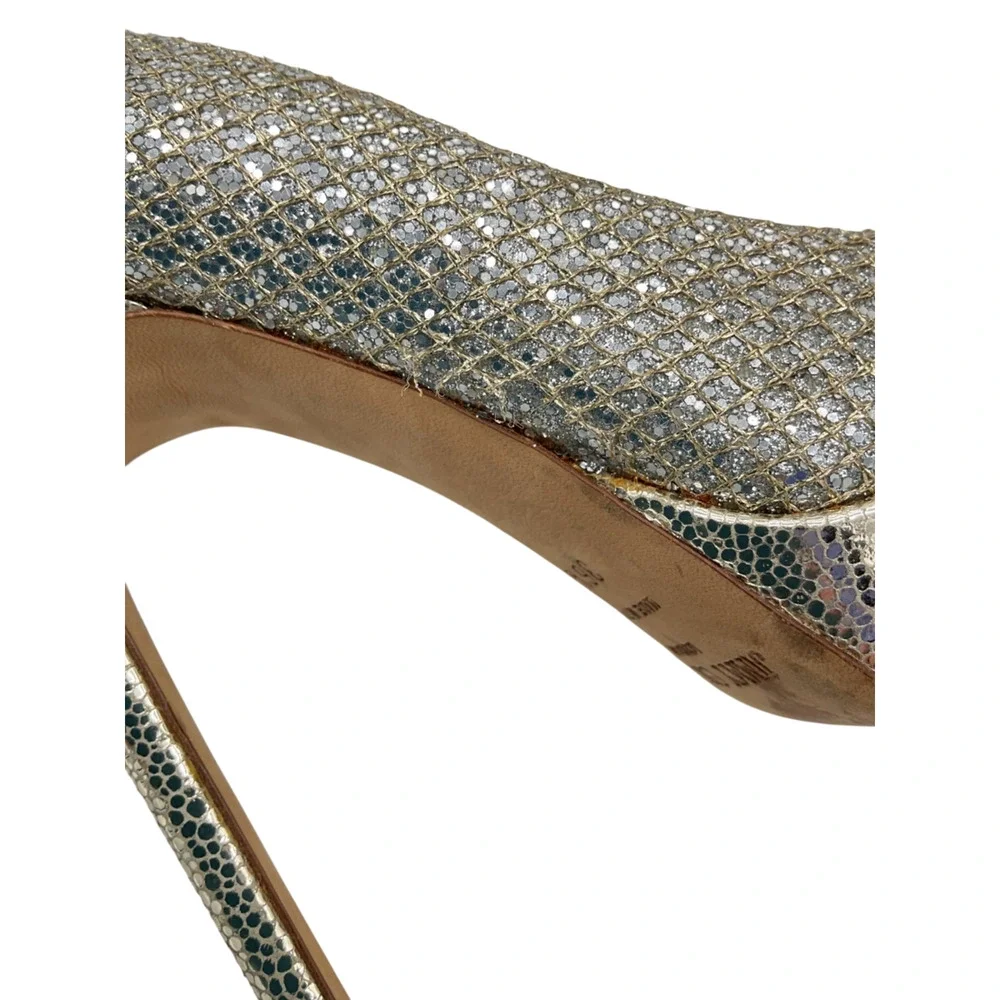 Jimmy Choo Sparkling Champagne Peep Toe Platform Pumps Size EU 36.5 / US 6.5